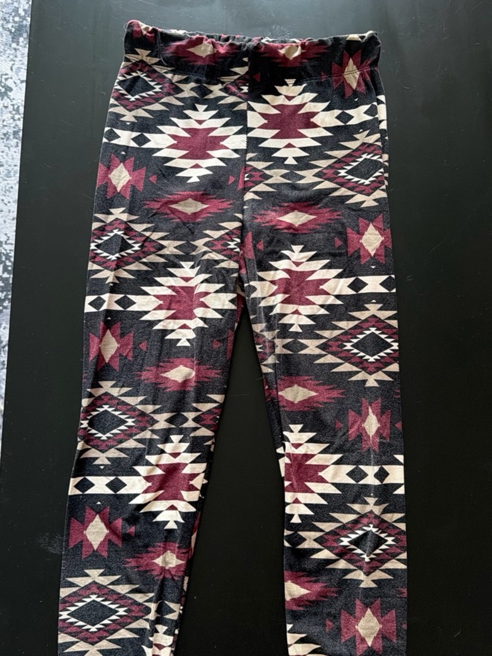 Justify Aztec Print Leggings - Black, Burgundy & Cream